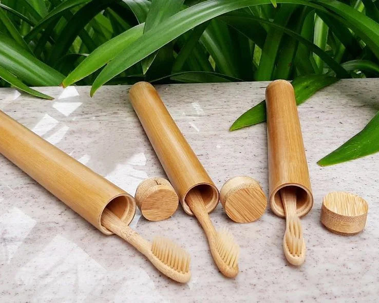 Bamboo toothbrush holder